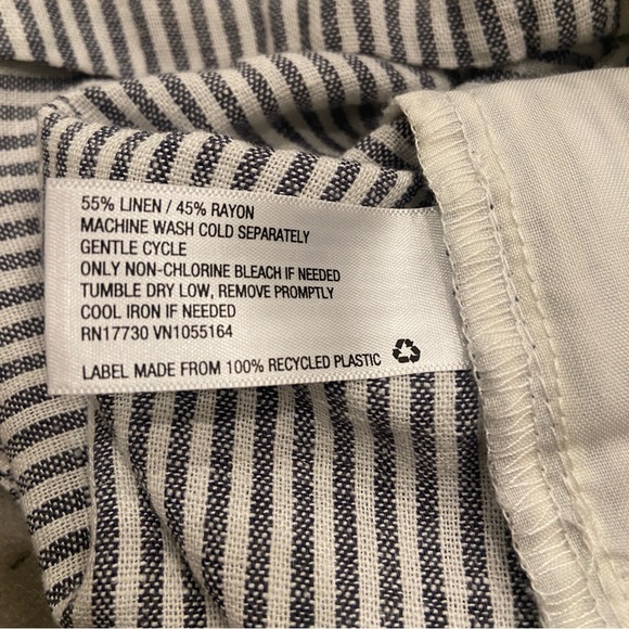 🛥️ A NEW DAY Linen Blend Shorts with Blue & White Stripes, Small - Picture 4 of 4